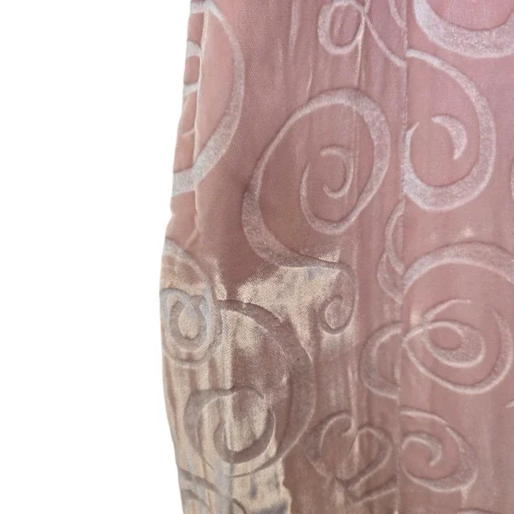 Vintage 80s Pink Velvet Dress with Abstract Swirl Pattern  Keyhole Retro Glam - Picture 3 of 9